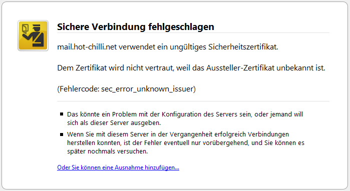 Zertifikatsfehler Firefox 3.0