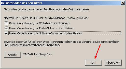 CAcert Zertifikatsinstallation Firefox 3