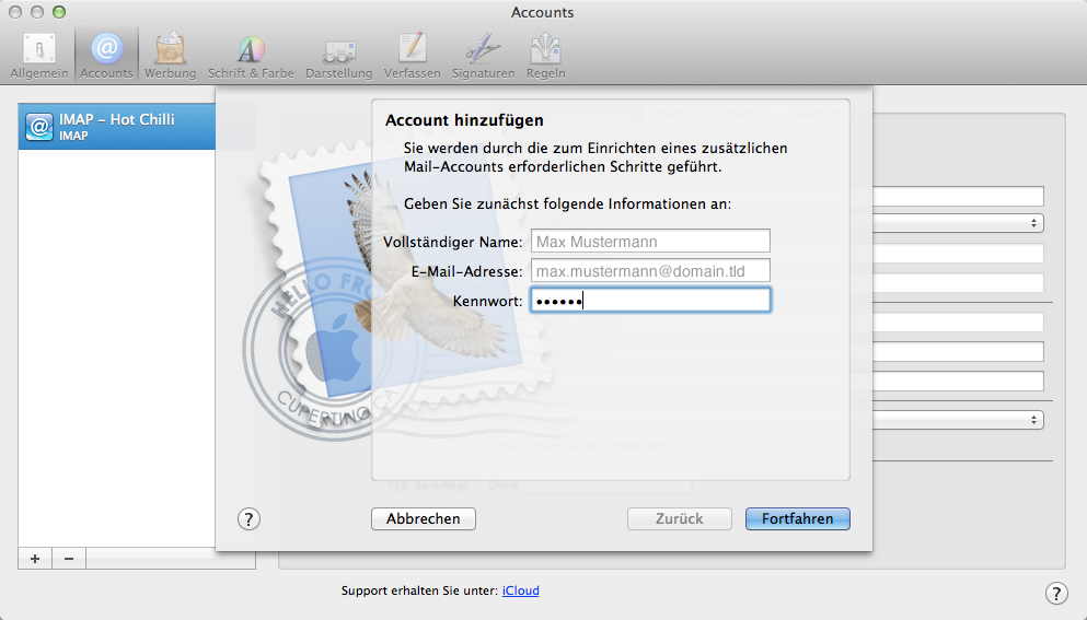 IMAP-/SMTP-Setup #1 für Apple Mail (OSX)