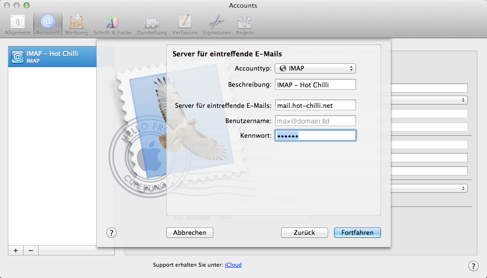 IMAP-/SMTP-Setup #2 für Apple Mail (OSX)