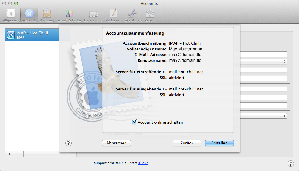IMAP-/SMTP-Setup #4 für Apple Mail (OSX)