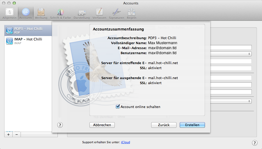 POP3-/SMTP-Setup #4 für Apple Mail (OSX)