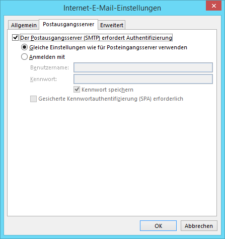 IMAP-/POP3-/SMTP-Konfiguration #3 für Microsoft Outlook 2013 (Windows)