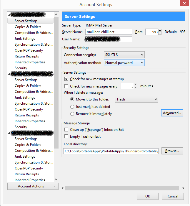 IMAP-Konfiguration für Mozilla Thunderbird (Windows)